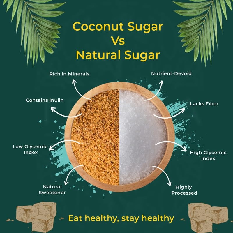 coconut palm sugar vs sugar TRIVAA ORGANICS Coconut Sugar Natural Sweetener